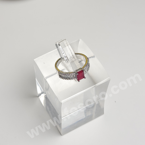 Extravagant Ruby cut halo silver ring