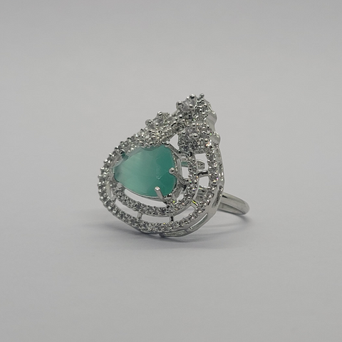 Enchanting Amazonite Pear one carat Indian ring
