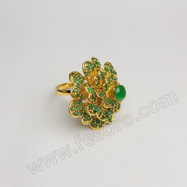 A 24 carat gold polish regal radiance green ring Zircon