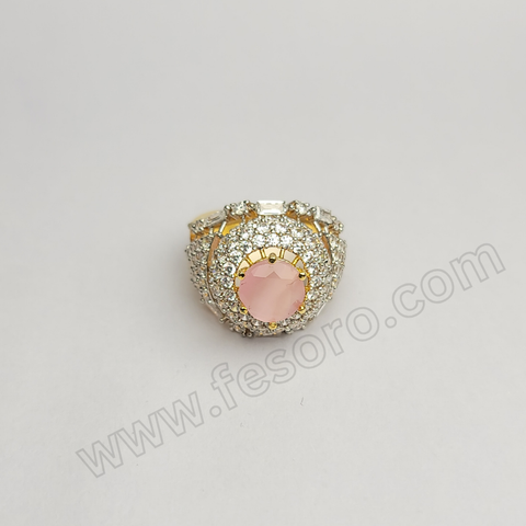 Eternal pink rose with Zircon diamond 24 carat gold polish ring